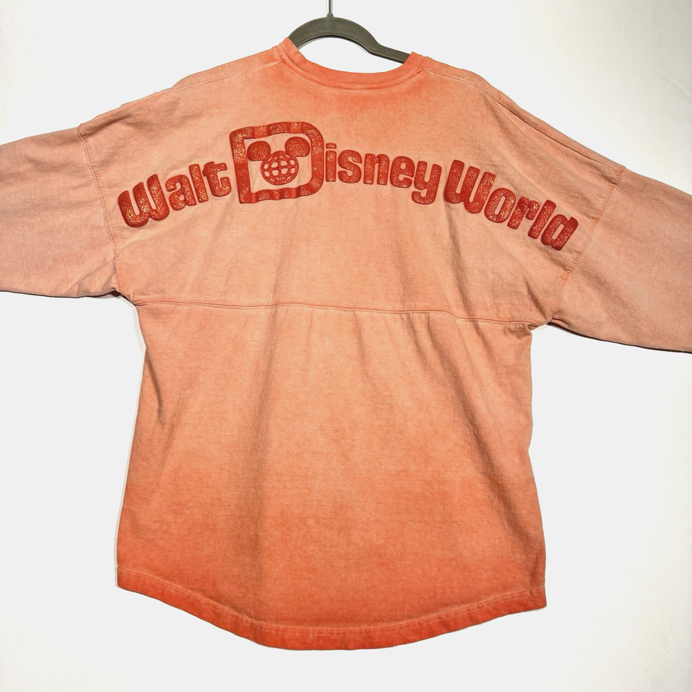 Walt Disney World Glitter Spirit Jersey Sz XS Peach Rose Gold Ombre Long Sleeve